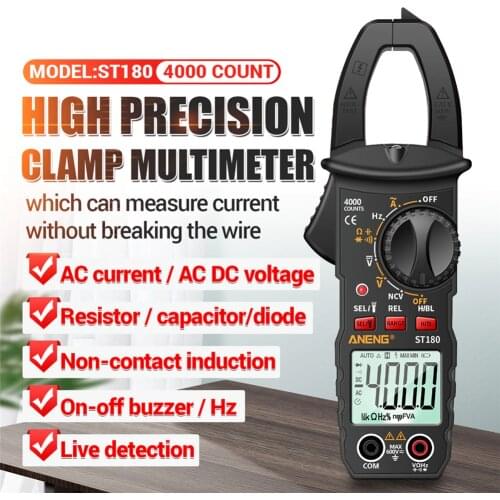 ST180 4000 Counts Smart Digital Current Clamp Meter DC AC Ammeter Voltmeter Ohmmeter Multimeter Resistance Ohm NCV Tester