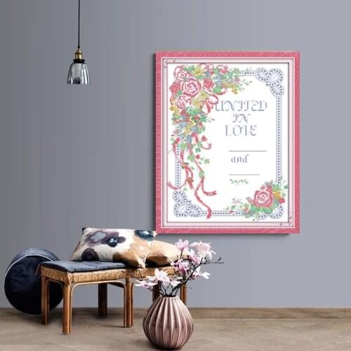 Wedding vows 2018 New Letter Cross Stitch Kit Home Decore 14CT Canvas DMC Embroidery Cross-stitch set Handmade Printed Canvas