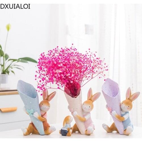 Creative Small Fresh Animal Vase Decoration Resin Crafts Office Living Room Desktop Flower Arrangement Vase Home Decorations