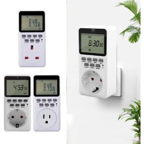 Outlet Timer,Digital Programmable Timer,Heavy Duty Smart Indoor For Electric Outlets EU US UK Plug Wall Timer Switch Grounded