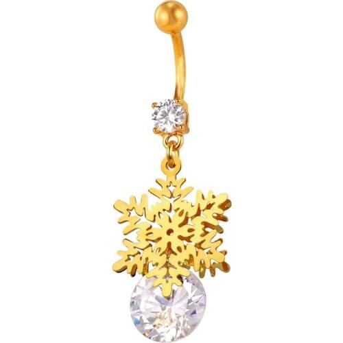 Body Jewelry Crystal Snow Follow Shape yellow Gold/Silver Color Navel Piercing Jewelry Women Belly Button Ring DB354