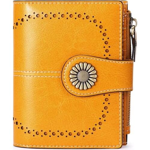 Genuine Leather Wallets for Women RFID Blocking Small Simple Short Bifold Mini Coin Pocket Purse for Teen Girls