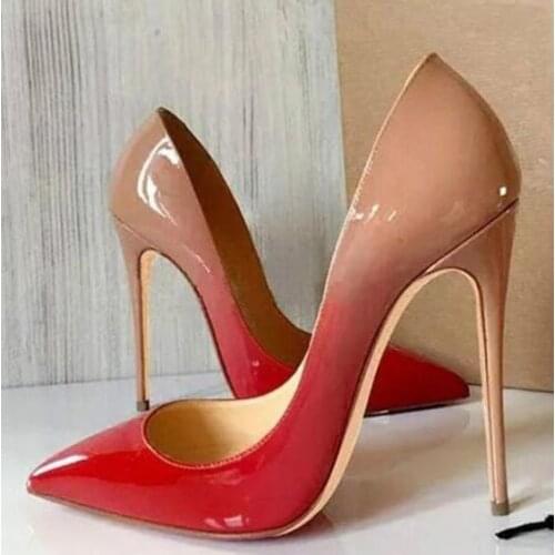 Moraima Snc Gradient Colors High Heel Shoes Pointed Toe 12/10cm Thin Heels Woman Pumps Sexy Party Dress Shoe
