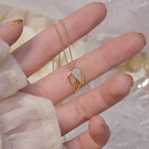 2021 New Fashion Brand Jewelry Elegant Crystal Hollow Wings Pendant&necklaces for Women Zirconia Charm Choker Necklaces