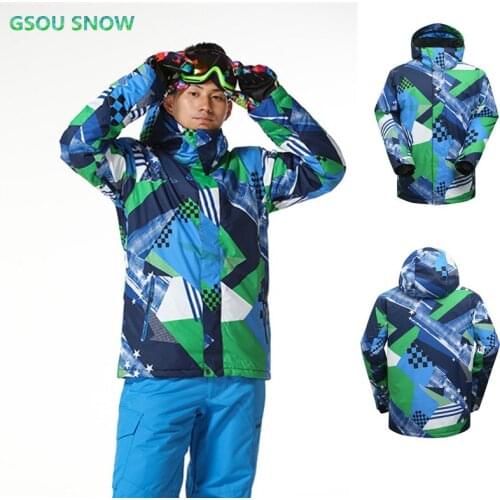 Gsou snow winter Brand For men ski suit super warm clothing Ski Sport snowboard jacket windproof Waterproof10K