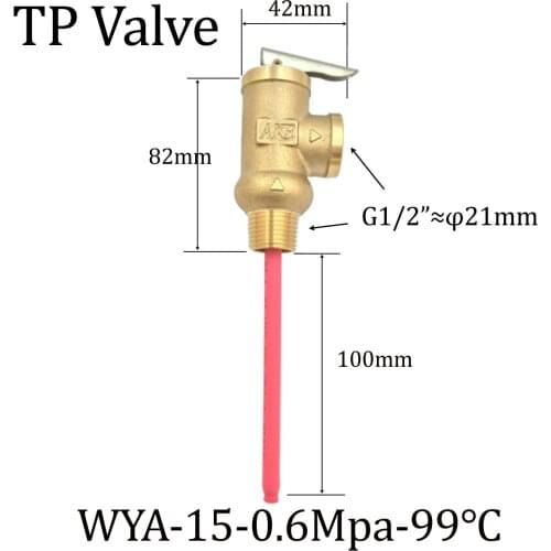 0.6Mpa BSP G1/2" Temperature and Pressure Relief Valve as TP Safety Valve for Solar Water Heaters System 0.6Mpa 99 centigrade