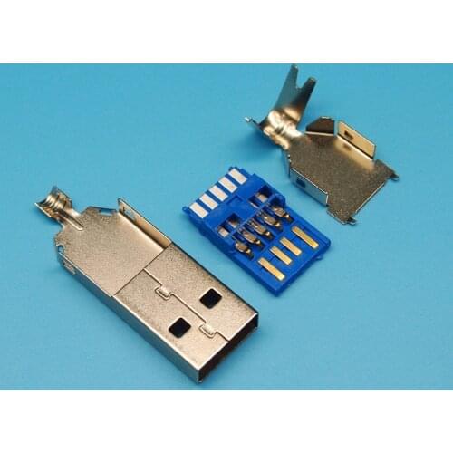 100pcs/lot DIY USB 3.0 male A type jack/plug/sockect soldering type socket 3 in 1,welding wire