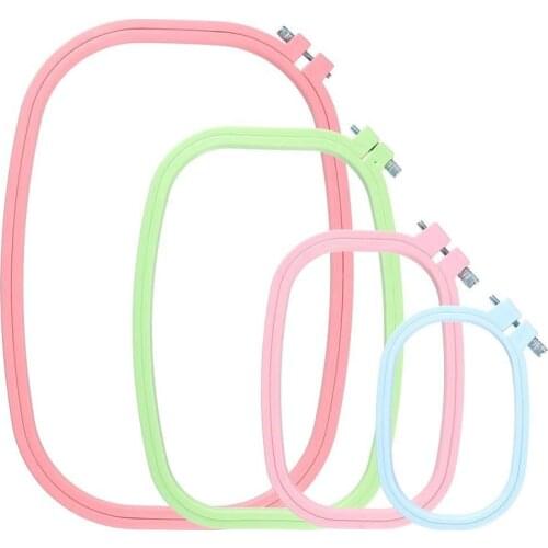4 size Plastic Oval Embroidery Hoop Random Color Adjustable Circle Hoop Embroidery Frame Cross Stitch Handcraft Sewing Tools