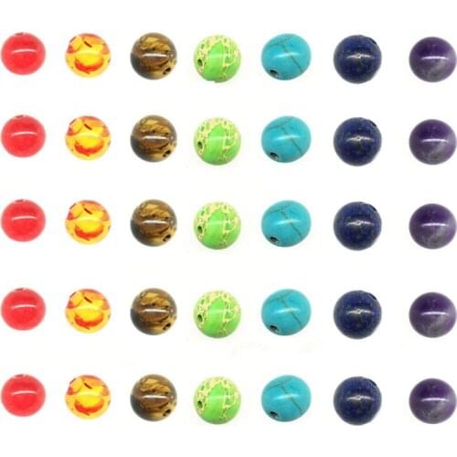 7 Chakra 8mm Natural Stone Beads Round Tiger Eye Bracelet Charms Loose Spacer Beads For DIY Handmade Jewelry Making Materials