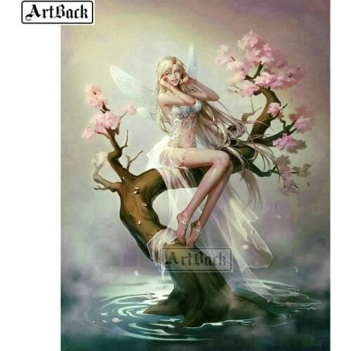 Diamond Painting Fairy Tree Flowers Full Square / Round Angel Landscape Rhinestone Embroidery 3d Resin Diamond Mosaic Sticker