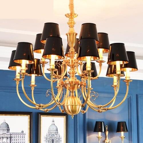 Modern Led Chandeliers American Antique Living Room Lamp Villa Building Chandelier Lighting Restaurant Chandelier