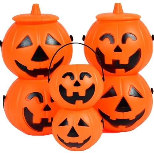 Halloween Pumpkin Boxes Portable Kids Favors Plastic Gift Candy Snacks Box for Halloween Night 2021 Trick or Treating Bags