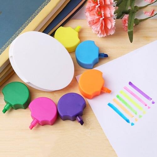 Petals Highlighter Flower Shape Highlighter Pen Markers Cute Fluorescent Watercolor Multi Colors Japanese Stationery