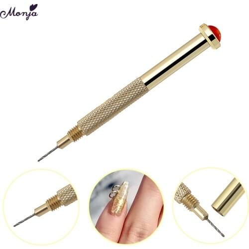 Monja 1 Piece Nail Art Manual Puncher Piercing Pen DIY Pendant Punch Drilling Dotting Brush Machine Manicure Special Tool