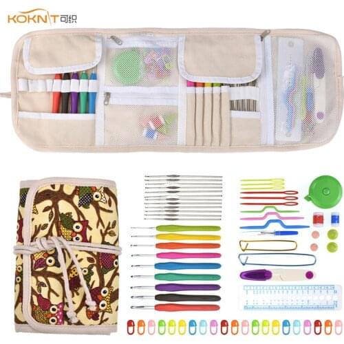 21pcs Crochet Hooks Set Ergonomic Knitting Needles Set Weave Craft With Case Sweater Sewing Needles Tools