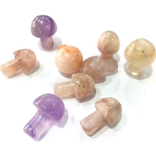 Natural healing Mini quartz crystal Cherry Blossom Agate Mushroom for home Decoration