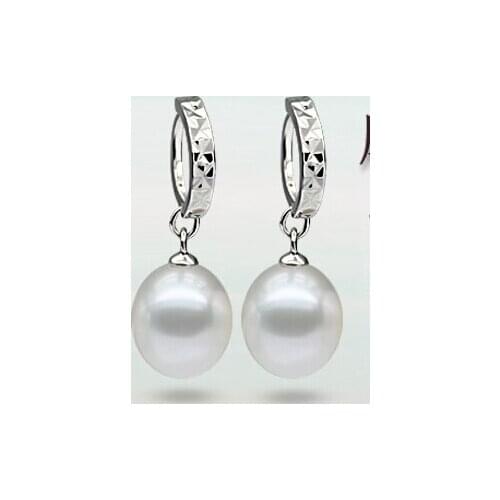 Natural light drops 10mm AKOYA pearl earrings white word earrings ohrring Pendiente wholesaleLuxury Ms. girl Wedding