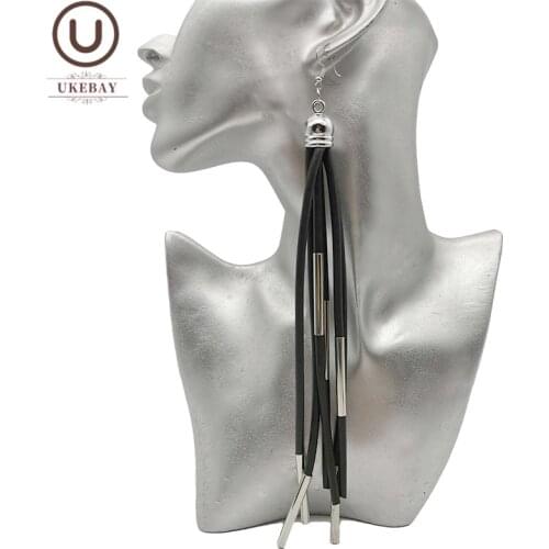 UKEBAY New Long Drop Earrings Female Rubber Jewelry Handmade Black Statement Earrings Ear Accessories Party Festival Jewellery