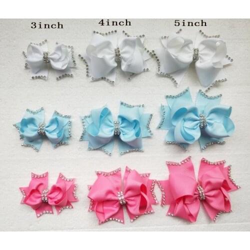 New Design Ribbon crystal Diamonds Boutique girl women Hair Bows with clips Hairpins Hair Accessories Barrettes 20pcs HD3554