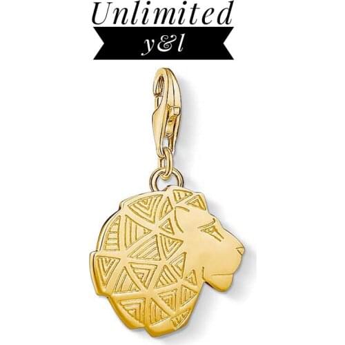 Gold Color Lion Charms for DIY Jewelry Making 925 Sterling Silver Animal Jewelry Accessories Fit Bracelets Necklaces Women Men