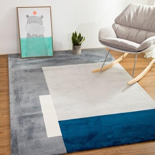 Japanese style plaid 1.5cm thickness bedside rug , living room coffee table carpet, big size Nordic decoration ground mat