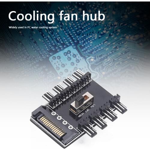 Splitter Cooler Cooling Fan Hub PC SATA 1 to 8 3Pin 12V Power Socket PCB Adapter 2 Level Speed Controller for Computer Mining