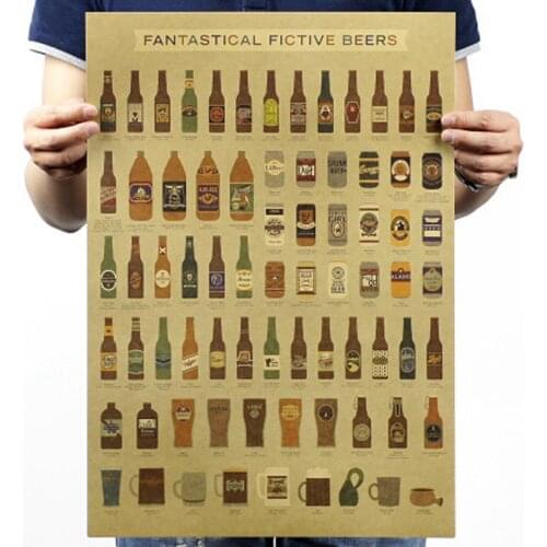 Retro Beer poster encyclopedia of graphic evolutionary history wine decoration , Bar Restaurant Vintage paper poster beer