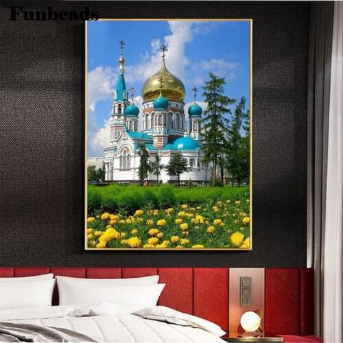 Russia building church Full Square round Diamond Painting 5d diy Diamond Embroidery picture by number Mosaic cross stitch FF606