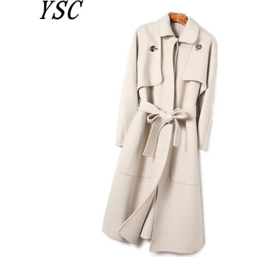 Handmade 2020 winter New design high quality Double face fabric Wool Coat Turn over collar Loose Thickening coat Four colors 2