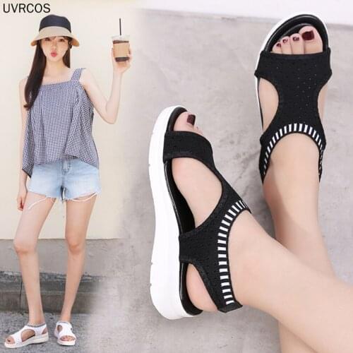 Women Sandals Breathable Comfort Shopping Ladies Walking Shoes Wedge Heels Summer Platform Sandal Shoes Mujer Plus Size 45