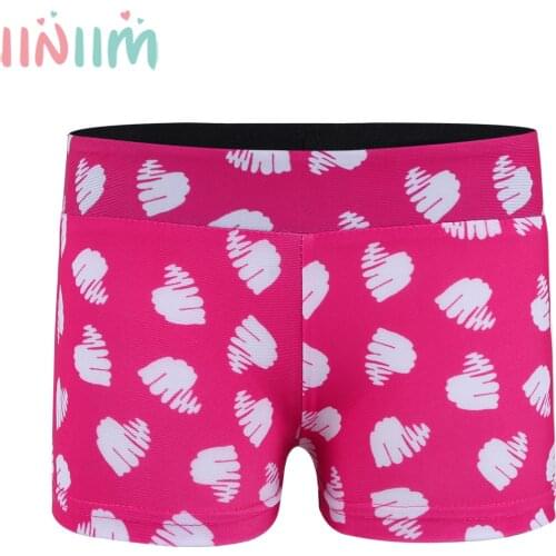 Iiniim Teen Girls Wide Elastic Waistband Printed Activewear Dance Shorts Bottoms for Sports Workout Gymnastic Dancewear Shorts