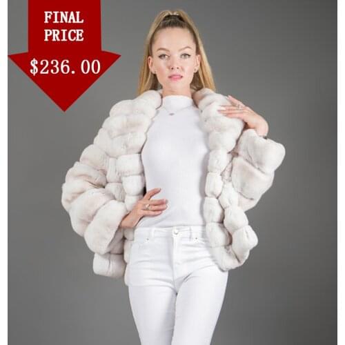 Winter Fur Coat Women 2021 Latest Design Rex Rabbit Fur Overcoat Cropped Jacket Plus Size