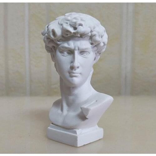 7cm Nordic Greek Mythology Figurine David Head Portraits Bust Mini Resin Gypsum Statue Drawing Practice Crafts Plaster Sculpture