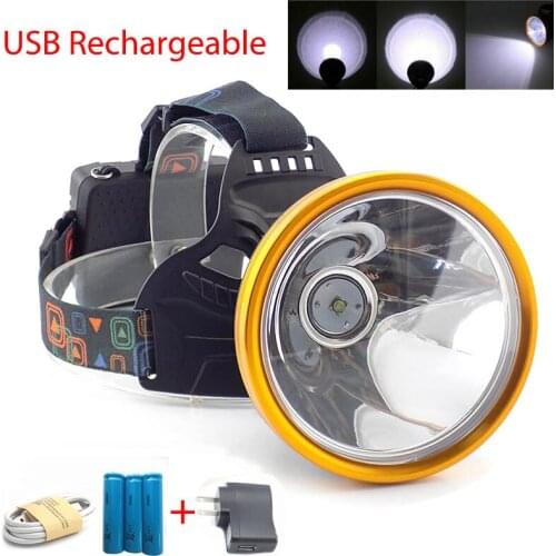 New Miners frontal High power T6 LED headlight headlamp Flashlight rechargeable USB port Torches fishing camping hoofdlamp