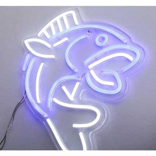 Illuminated Flex Neon Fish Sign with Clear Acrylic Backing Led Full Color Flex Neon for Bar Home Decoration