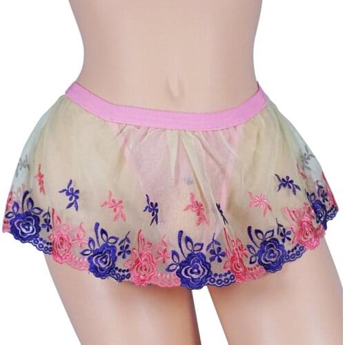 Lace Sissy Panties Sexy Lingerie with Bulge Pouch T back See through Skirted Gay Mens Underwear G string For Male Underpants