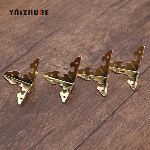 8Pcs 23mm Case Box Corners For Furniture Decor Triangle Flower Side,Wooden Box Corner,Gold Tone