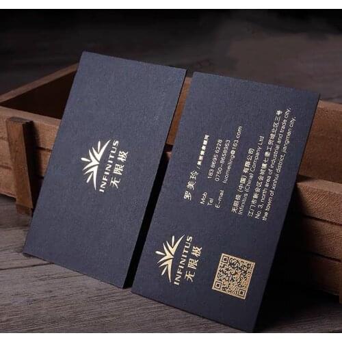 Business card custom printing postcard black gold foil letterpress stamping logo both side paper visiting card crystal UV 200pcs