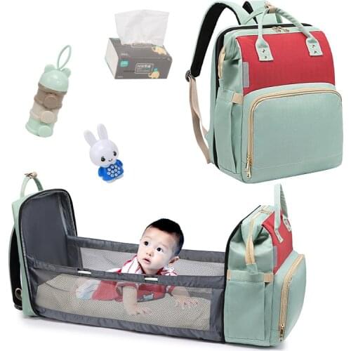 Large Capacity Diaper Bag Mummy Birthing Backpack Travel Portable Shoulder Multifunction Fold Bed Bags Waterproof Stylish Pack