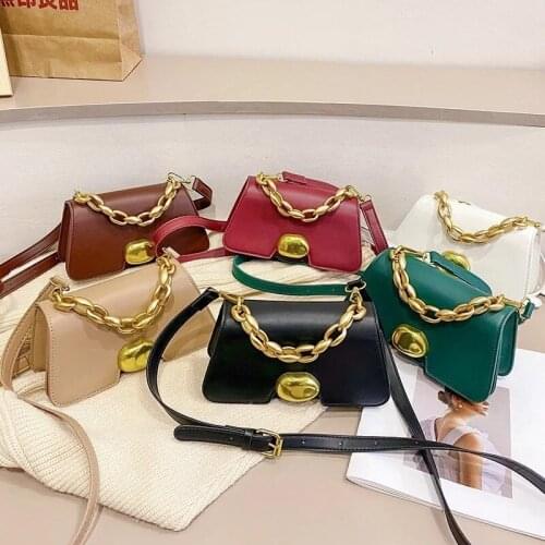 Luxury Handbag Womens Shoulder Bag For Women 2021 Thick Chain Cluches Hand Bag Luxury Brand Leather Small Flap Crossbody Bag