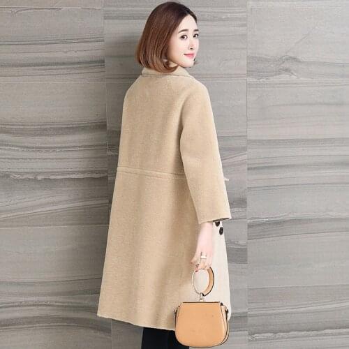 Casaco feminino inverno New Elegant Double Breasted Wool Coat Long Slim Tren Coat For Women manteau femme LX2168