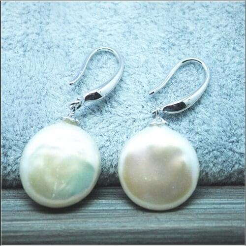 925 Sterling silver jewelry button shape of cultured freshwater pearl women jewelry for good quality pearl size 15mm
