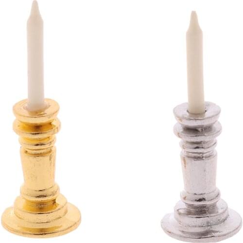 1/12 Dollhouse Miniature Furniture Metal Candle Holder Candle sticks Model Toys 2CM