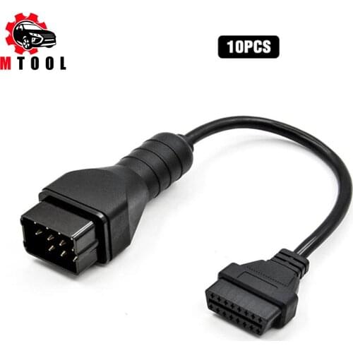 10pcs/lot for RENAULT 12 Pin 12Pin Male to OBD OBD2 OBDII DLC 16 Pin 16Pin Female Car Diagnostic Tool Adapter Converter Cable