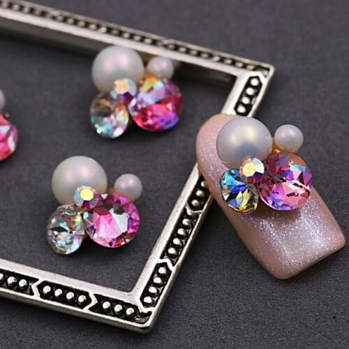 10pcs/lot Japanese Luxury Nail Pearls Jewelry Decorations 3D Alloy Heap Rhinestones AB Color Diy Nail Alloy Charms Set Supplies