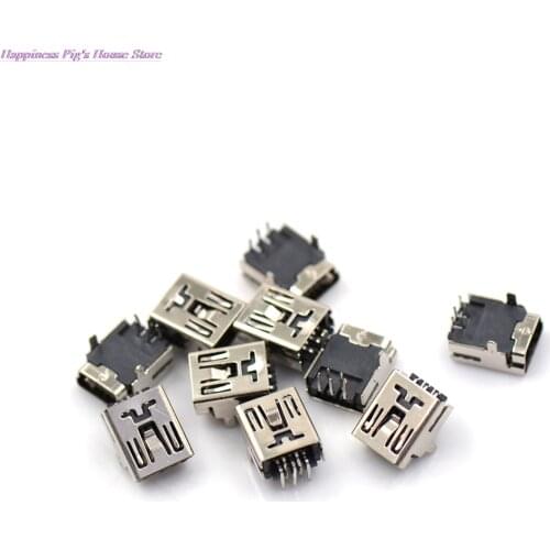 10Pcs Mini DIY USB Female 5 Pin Type B Right Angle PCB Socket Connector 2 Legs