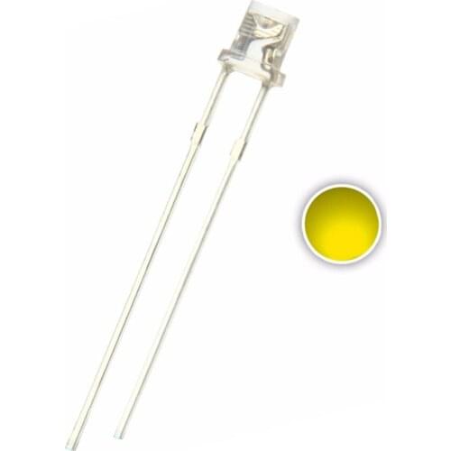 100pcs 3mm Yellow DIP LED Flat Top Water Clear F3 light beads 2V Lamp Wide Angle Bulb long legs