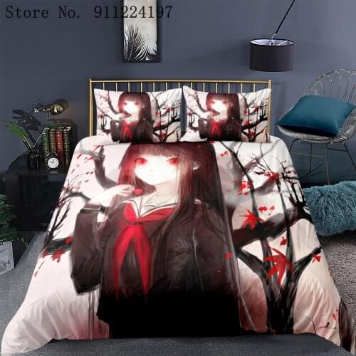 2/3PCS Anime Duvet Cover Comforter Bedding Set Twin Full Queen King Hell Girl Quilt Cover Cartoon Girls Bed Cover For Teenagers