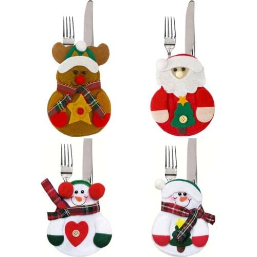 4pcs Christmas Decorations Snowman Kitchen Tableware Holder bag Party gift Xmas ornament Christmas decorations for home table