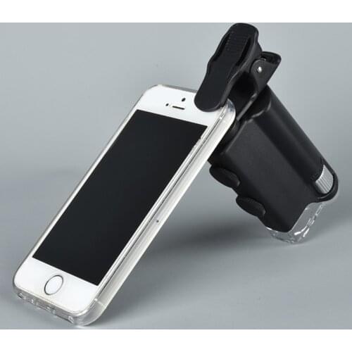60X-100X Zoom Adjustable LED Illuminated Jewelers Pocket Microscope Reading Glass Magnfier with Light Mobile Phone Mount Clip